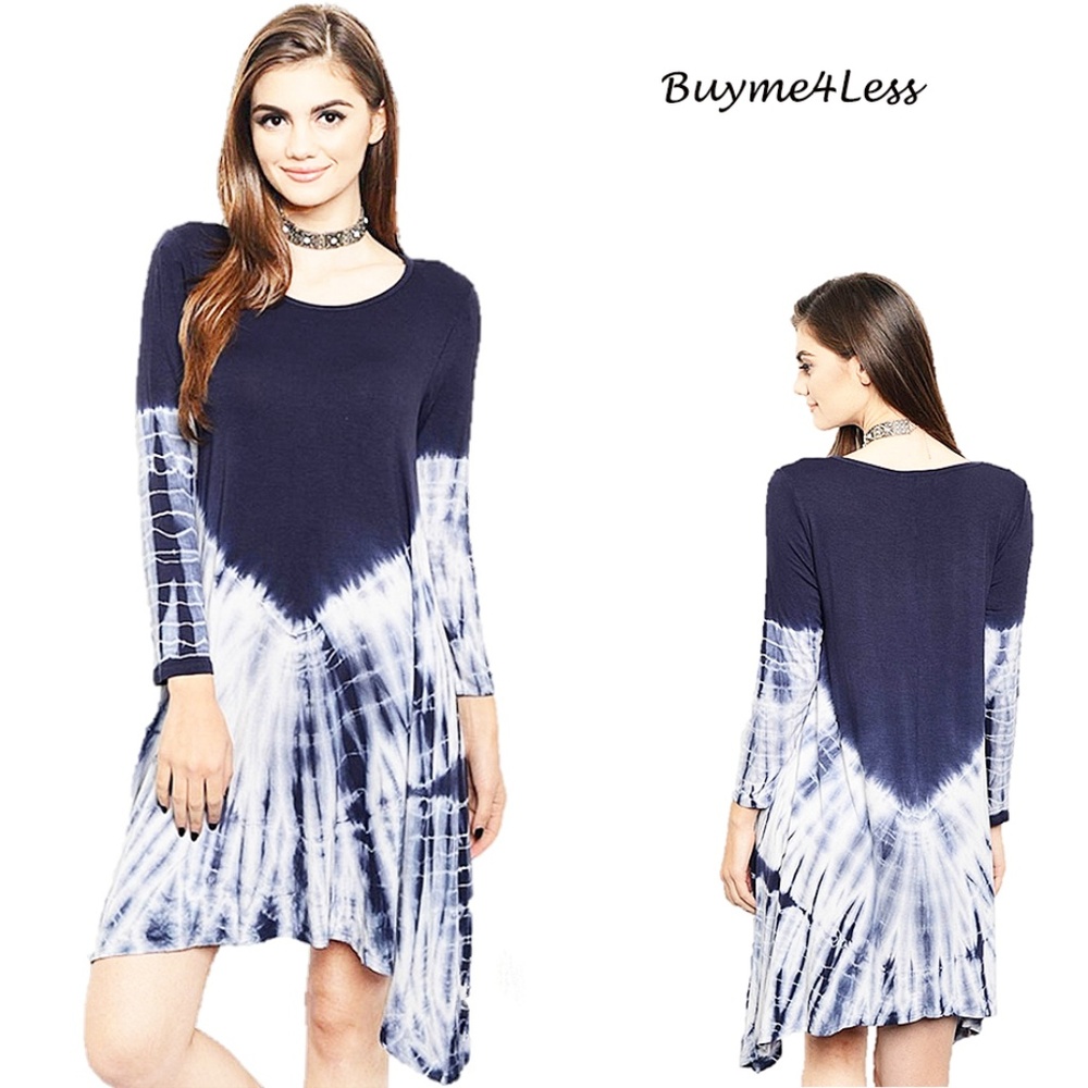 70'S Hippie Tie Dye BOHO Sharkbite Tunic Dress